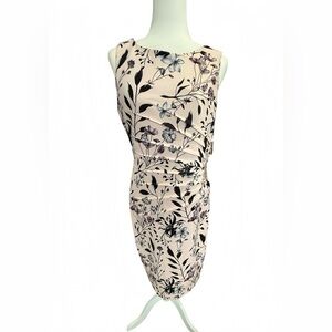 Ivanka Trump Size 10 Floral Sheath Dress Ruched Waist Blush Pink Office Cocktail